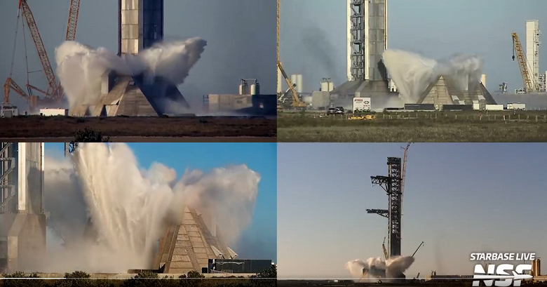 На новой стартовой площадке для Starship следующего поколения впервые провели испытания системы пожаротушения